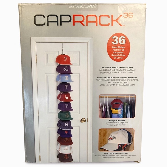 Perfect Curve CapRack 36 Hat Organizer Over Door Closet Cap Holder - Picture 4 of 9